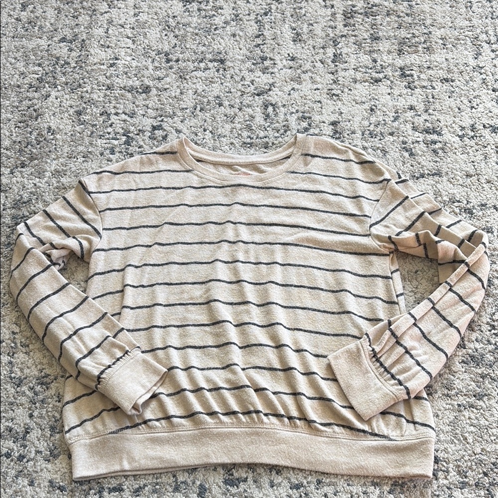 Cat & Jack Cream and Black Crew Neck Sweater